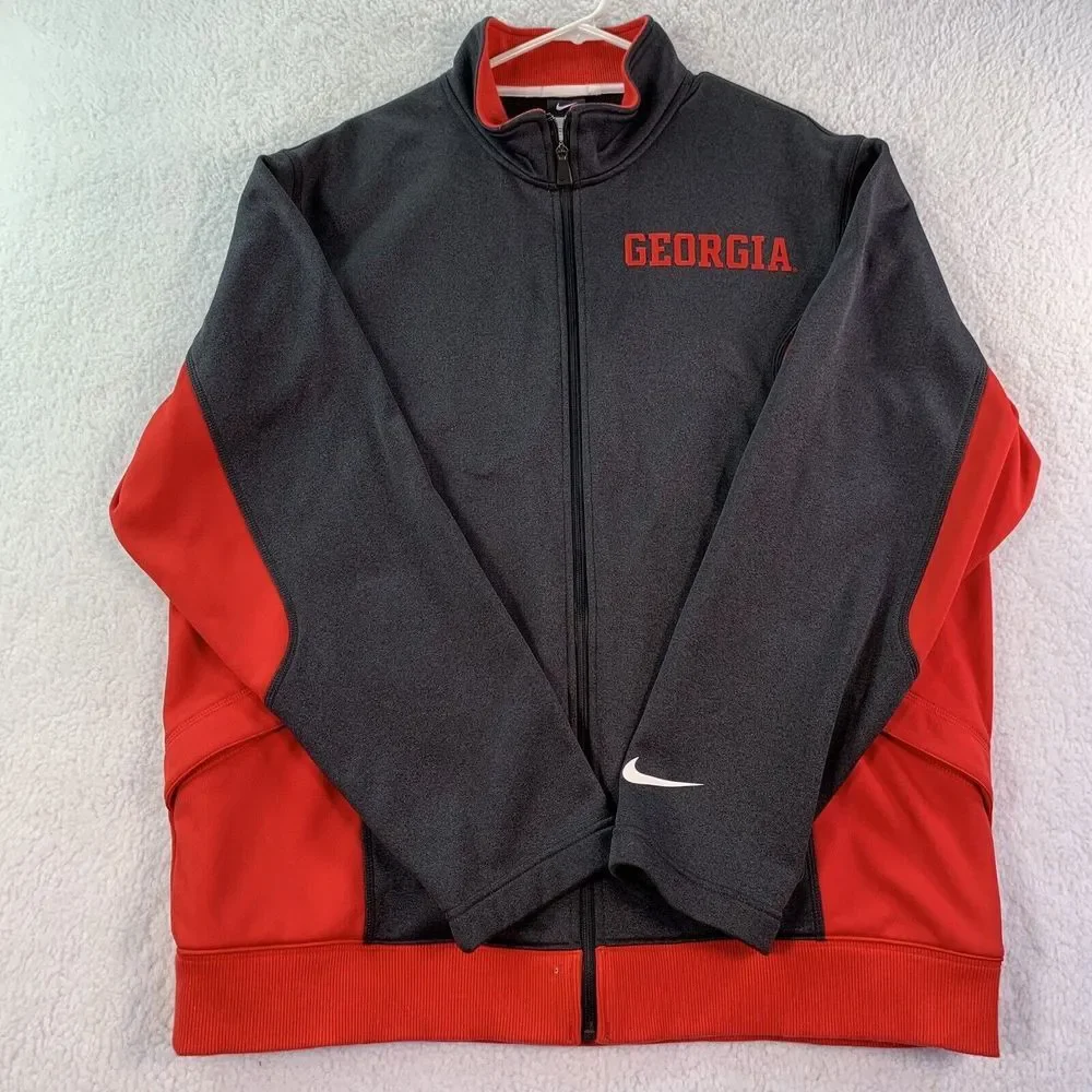 University Of Georgia Bulldog‎ Jacket Full Zip Nike Black Red XL